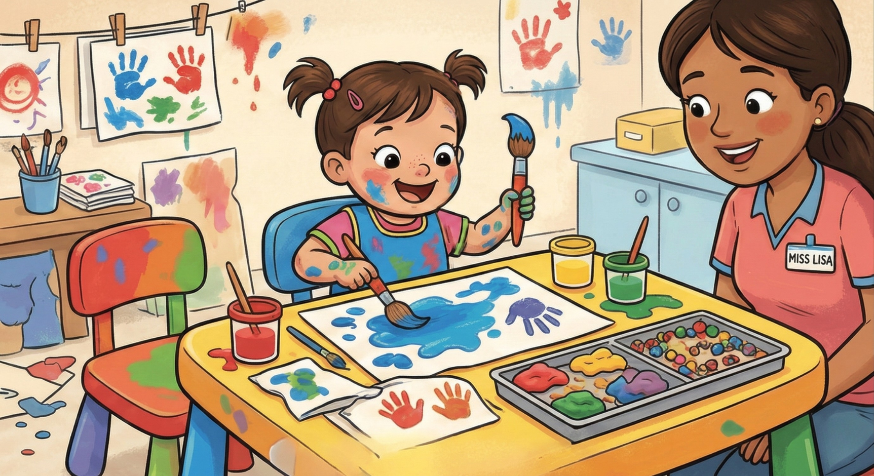 Toddlers painting and creating art